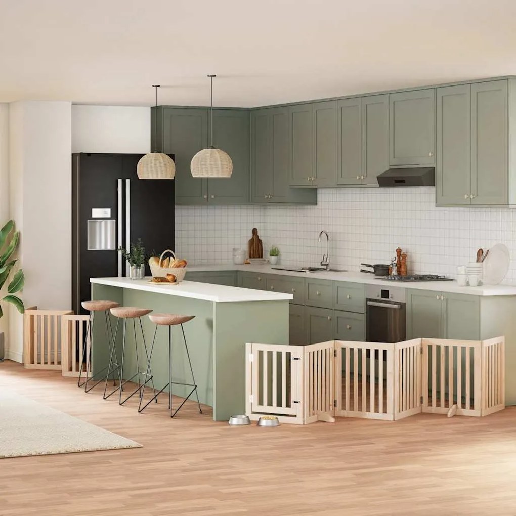 Διαχωριστικό Σκύλων/Πόρτα Πτυσσόμενο 15 Πάνελ 750εκ Ξύλο Λεύκας