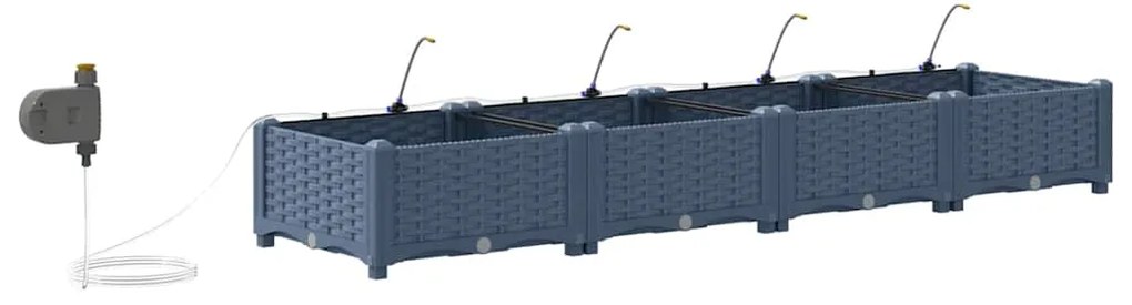 vidaXL Γλάστρα Κήπου 4 pcs Γκρι Ατσάλι