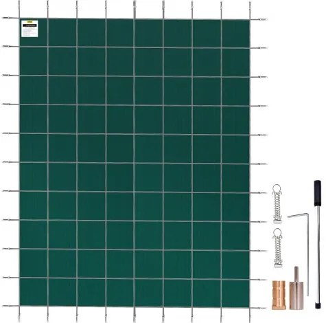 VEVOR Pool Safety Cover 18x42ft, Inground Pool Cover fit for 16x40 ft Pool, Rectangle Inground Safety Pool Cover Green Mesh Solid Pool Safety Cover for Swimming Pool Winter Safety Cover