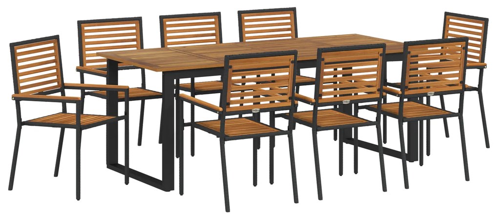 vidaXL Σετ Γευσιγνωσίας Κήπου 9 pcs Μαύρο 200 x 90 x 75 cm