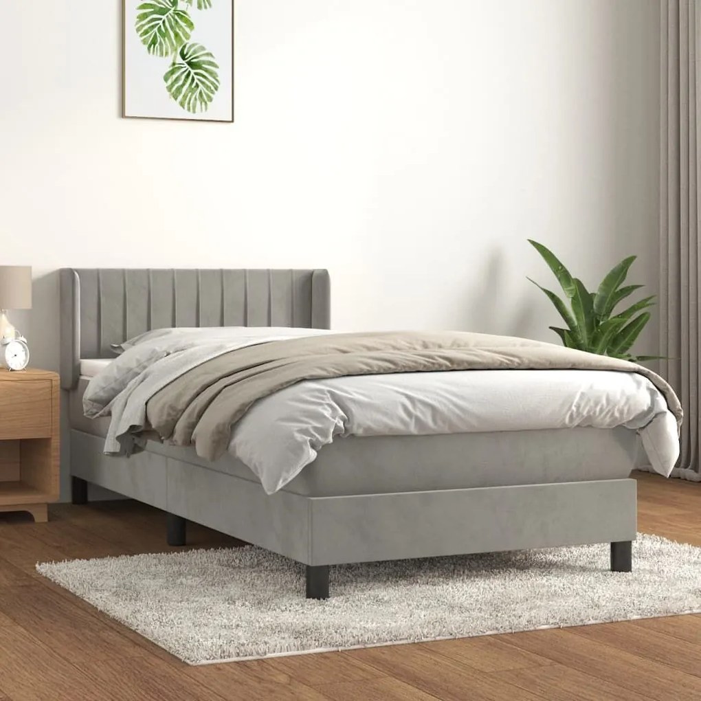 ΚΡΕΒΑΤΙ BOXSPRING ΜΕ ΣΤΡΩΜΑ ΑΝΟΙΧΤΟ ΓΚΡΙ 100X200 ΕΚ. ΒΕΛΟΥΔΙΝΟ 3131063