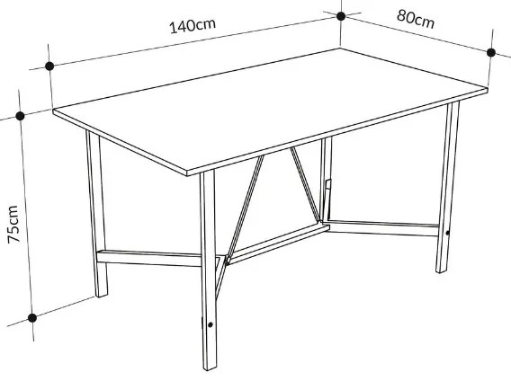 Τραπέζι Adoro Megapap χρώμα μαύρο 140x80x75εκ.