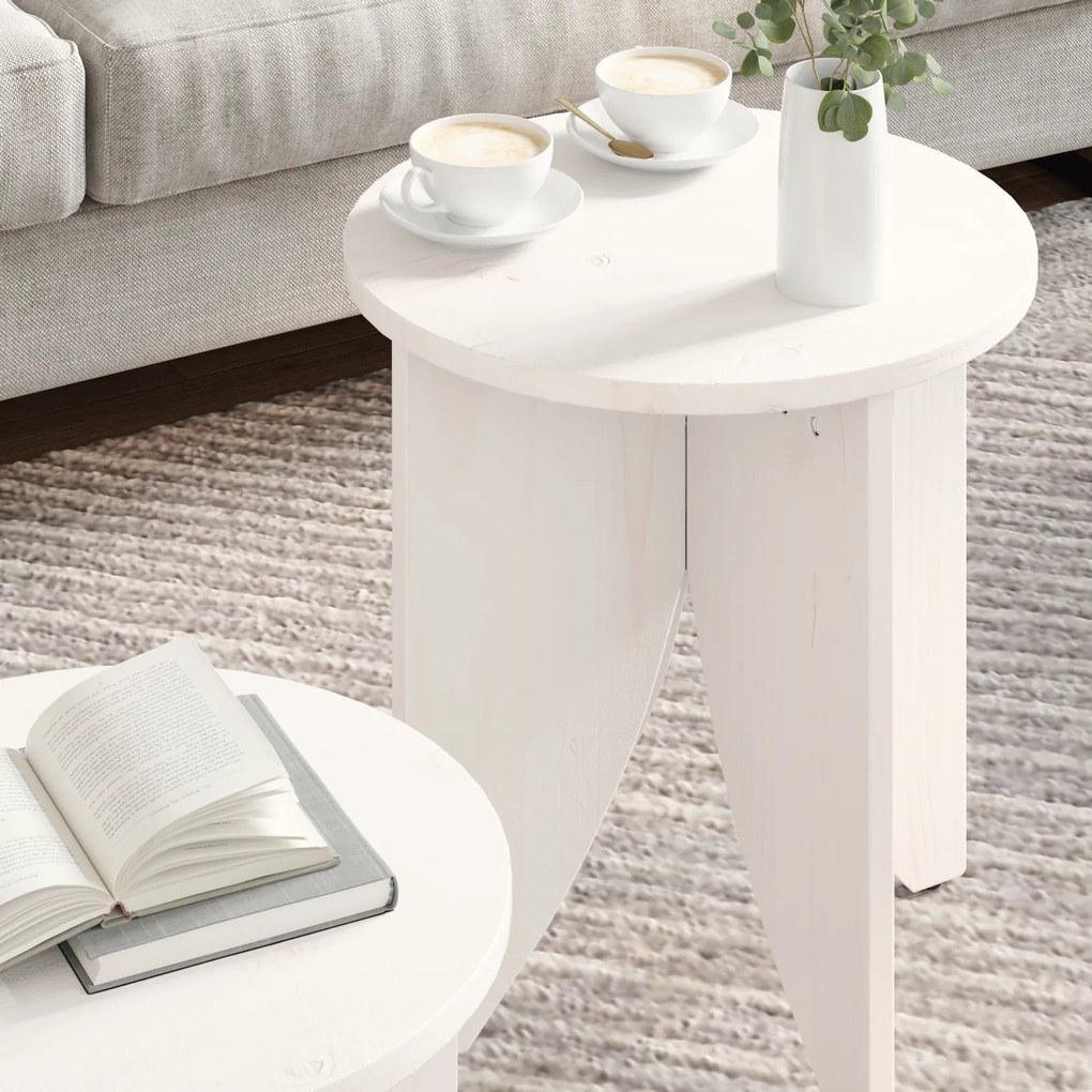 vidaXL Σετ Τραπεζιού Για Καφέ 2 pcs Λευκό 41.5 x 41.5 x 44 cm