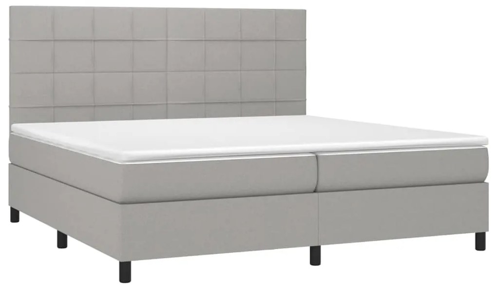 vidaXL Κρεβάτι Boxspring με Στρώμα Ανοιχτό Γκρι 200x200 εκ. Υφασμάτινο