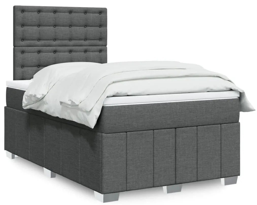 ΚΡΕΒΑΤΙ BOXSPRING ΜΕ ΣΤΡΩΜΑ ΣΚΟΥΡΟ ΓΚΡΙ 120X190 ΕΚ ΥΦΑΣΜΑΤΙΝΟ 3293922