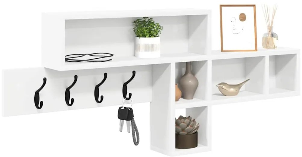 vidaXL Τοίχου Κρεμάστρα Λευκό 100 x 12 x 43.5 εκ Επεξεργασμένο ξύλο
