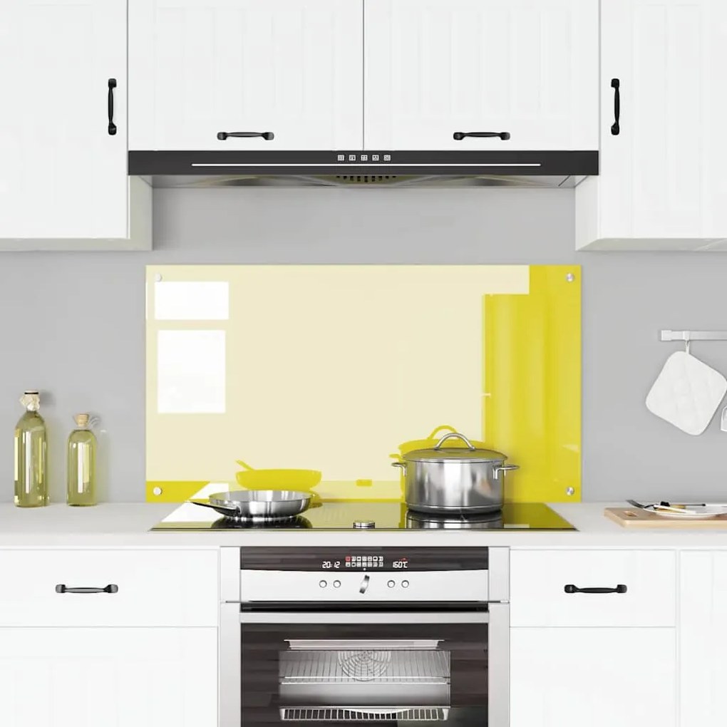 vidaXL Πίσω Πάνελ Κουζίνας Κίτρινο 110 x 60 x 0.6 εκ. σκληρυμένο γυαλί