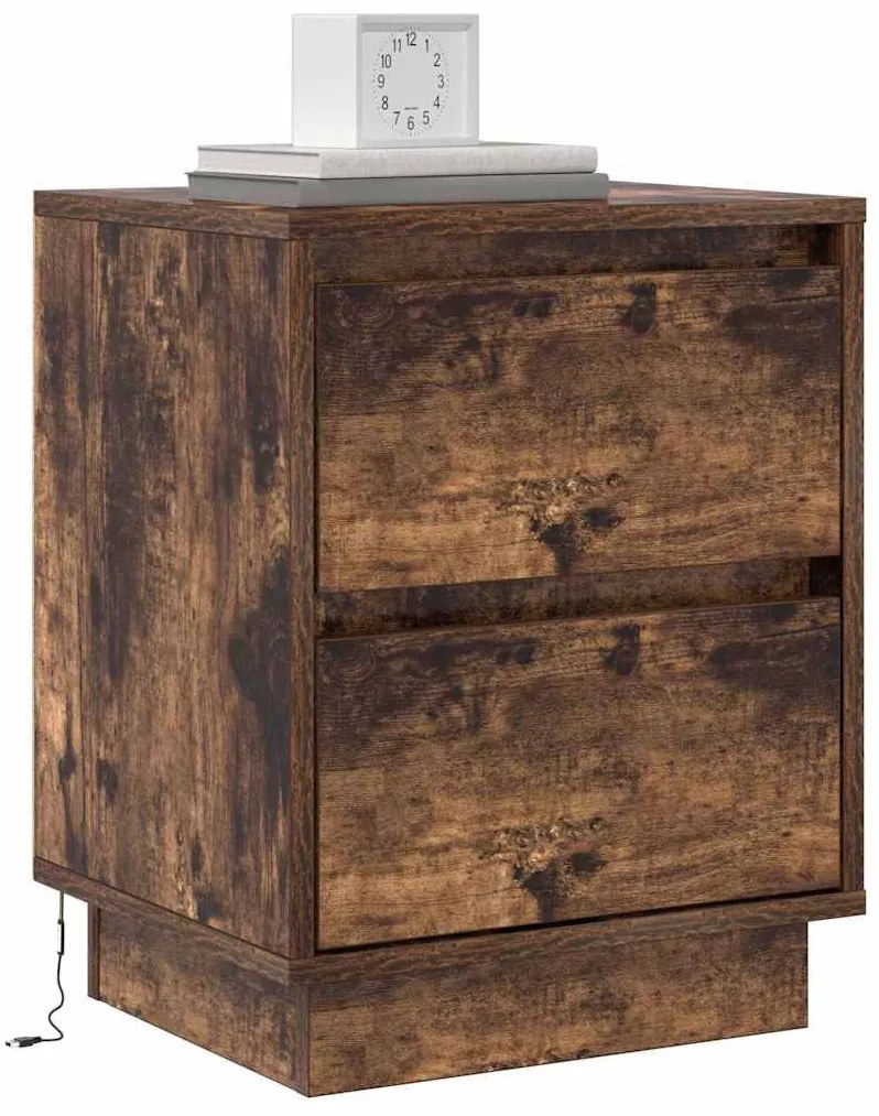 vidaXL Κομοδίνο με συρτάρι με 2 pcs Καπνιστή δρυς 39 x 34.5 x 50 εκ.