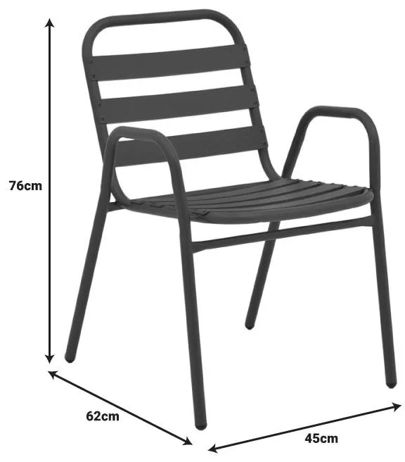 Σετ κήπου - Τραπεζαρία Watson - Sussie 3 τεμ. μέταλλο - γυαλί ανθρακί 70x70x70 εκ. 70x70x70 εκ.