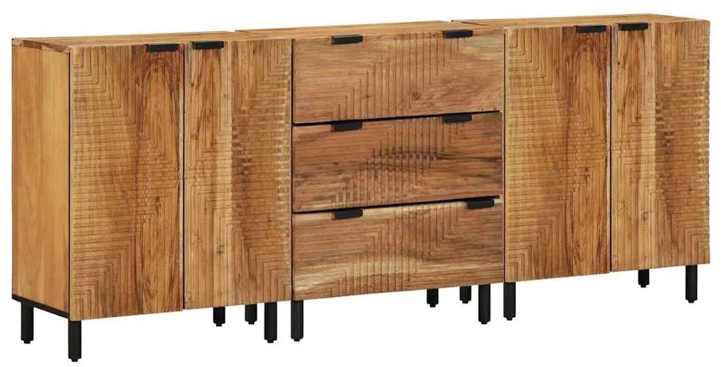 vidaXL Πλαϊνό Γραφείο 3 pcs Καφέ 60 x 33 x 75 cm Μασίφ ξύλο ακακίας