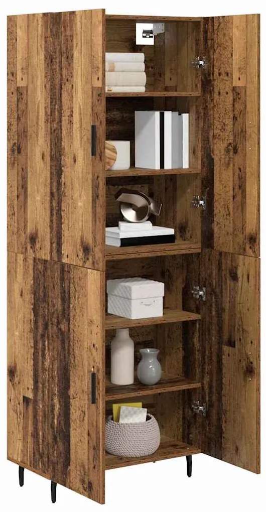 vidaXL Highboard 2 pcs Παλιό Ξύλο Σύνθετο Ξύλο και Γυαλί