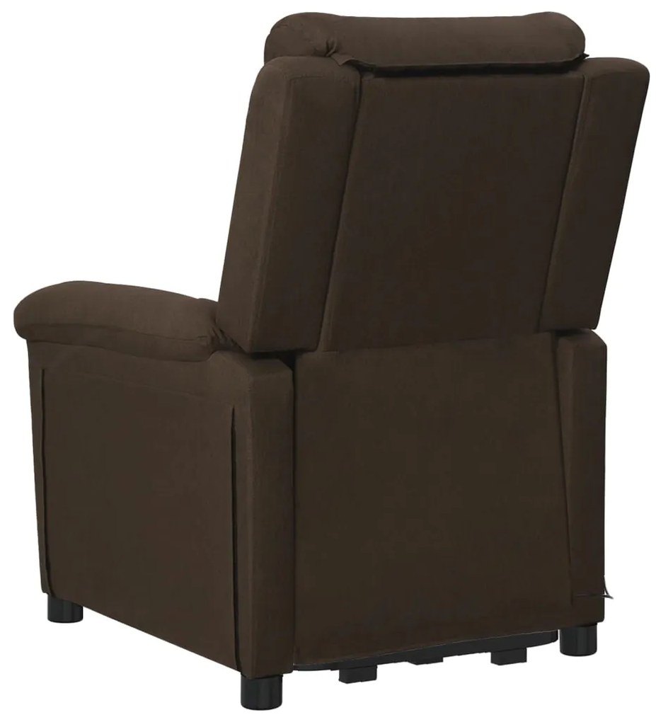 vidaXL Πολυθρόνα Μασάζ με Ανύψωση Σκούρο Καφέ Υφασμάτινη