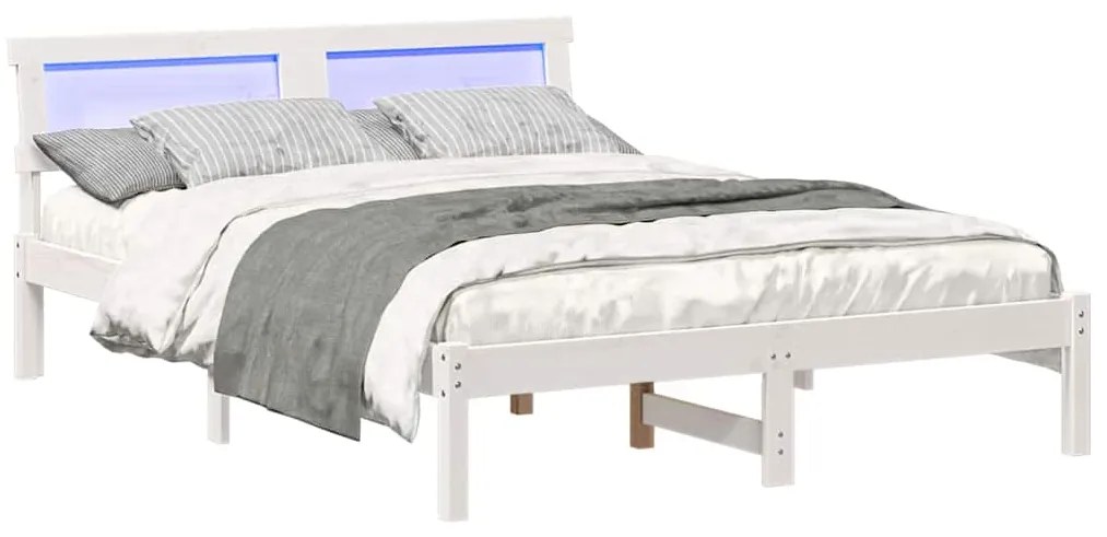 vidaXL Σκελετός Κρεβατιού Λευκό 140 x 190 cm Μασίφ ξύλο πεύκου