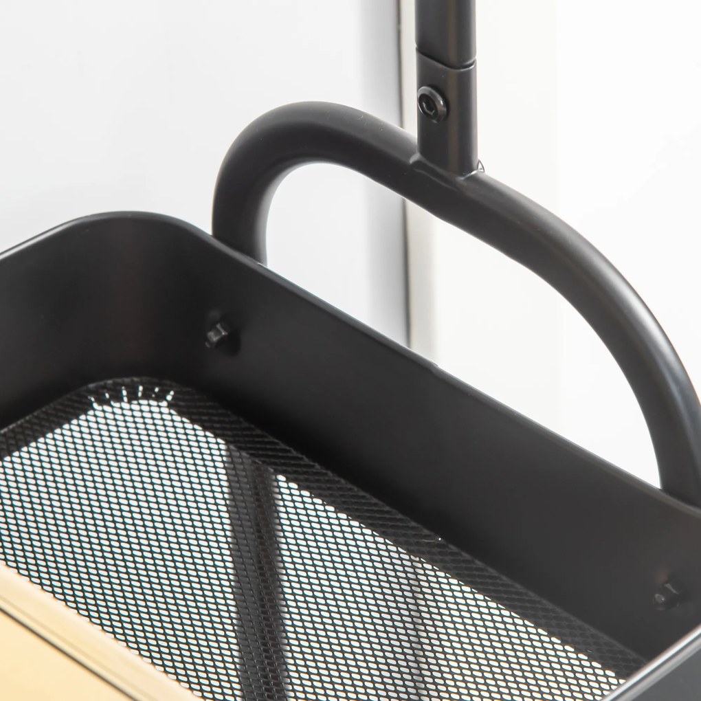 HOMCOM Μεταλλική κρεμάστρα παλτό με ράφι παπουτσιών, τροχήλατη, ανεξάρτητη, μαύρο