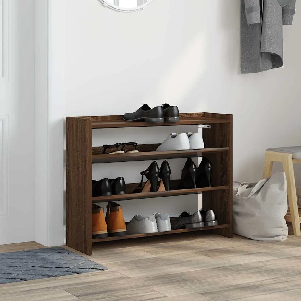 Ράφι παπουτσιών καφέ δρυς 80x25x62 cm Κατασκευασμένο ξύλο - Καφέ