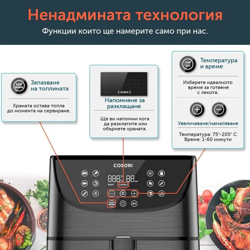 Φριτέζα Αέρος Cosori Premium Air Fryer CP158-AF, 5,5L, Μαύρο