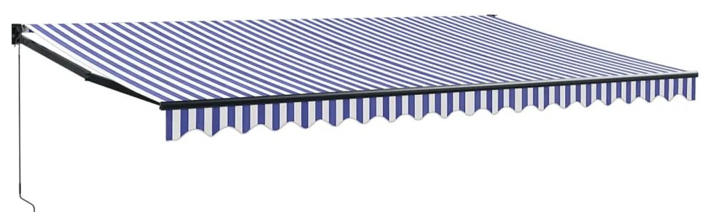 vidaXL Τέντα Πτυσσόμενη Μπλε και Λευκή 5 x 3 μ. Ύφασμα και Αλουμίνιο