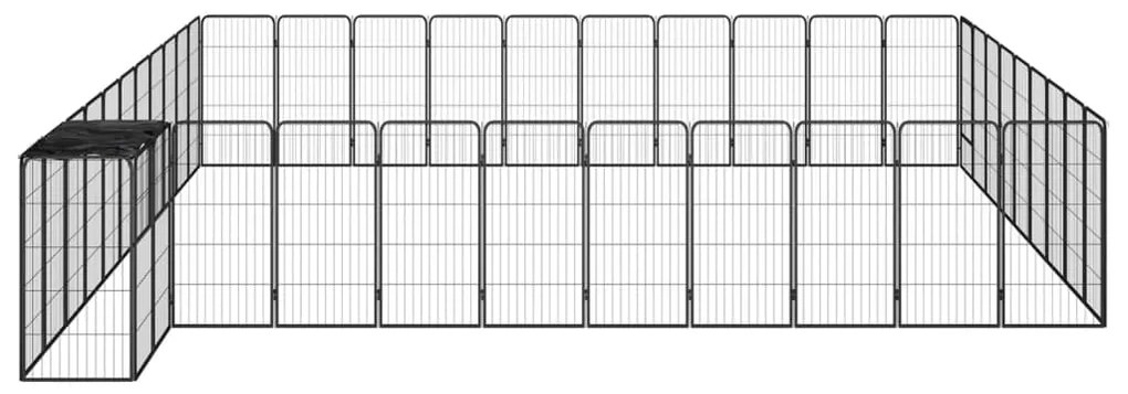 vidaXL Κλουβί Σκύλου 42 Πάνελ Μαύρο 50x100 εκ. Ατσάλι με Βαφή Πούδρας