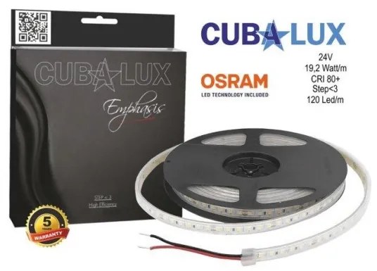 Ταινία LED 19,2W/m 5M 120LED/M 24V CRI80 3000K IP67 1958lm/m EMPHASIS 770062 Cubalux 770062