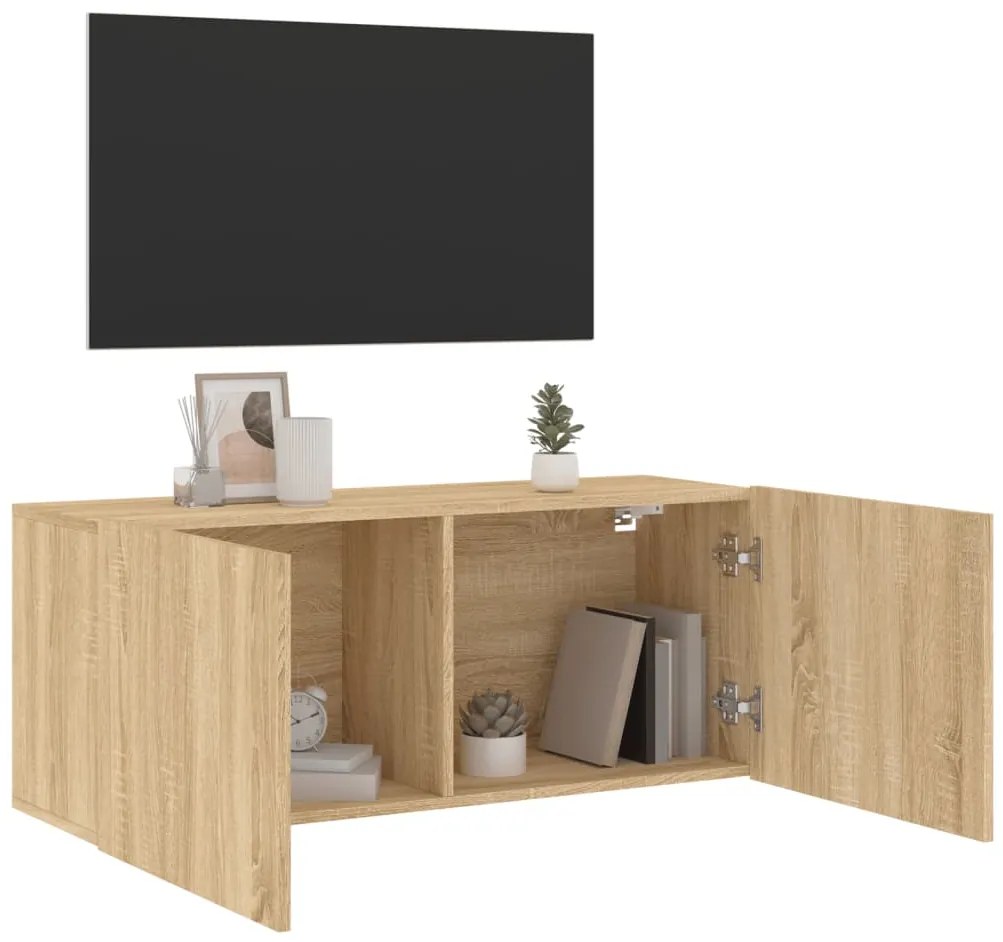 vidaXL Ντουλάπι Τοίχου Τηλεόρασης Sonoma Δρυς 100 x 30 x 41 εκ.