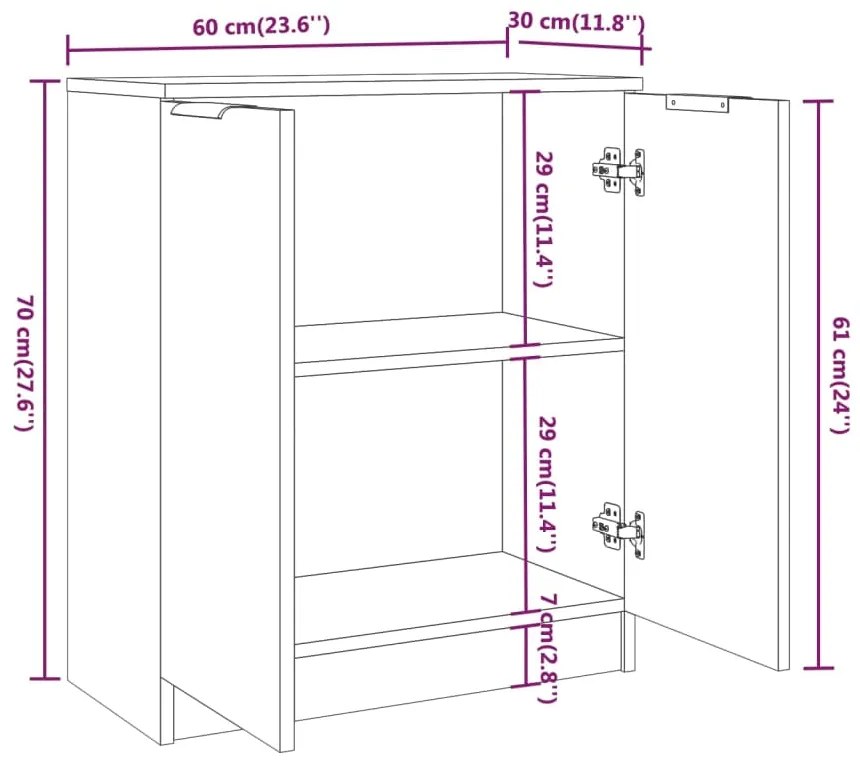 vidaXL Ντουλάπι Λευκό 60 x 30 x 70 εκ. από Επεξεργασμένο Ξύλο