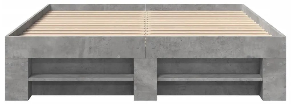 Πλαίσιο Κρεβατιού Γκρι Σκυροδέματος 135x190 εκ. Επεξεργ. Ξύλο - Γκρι