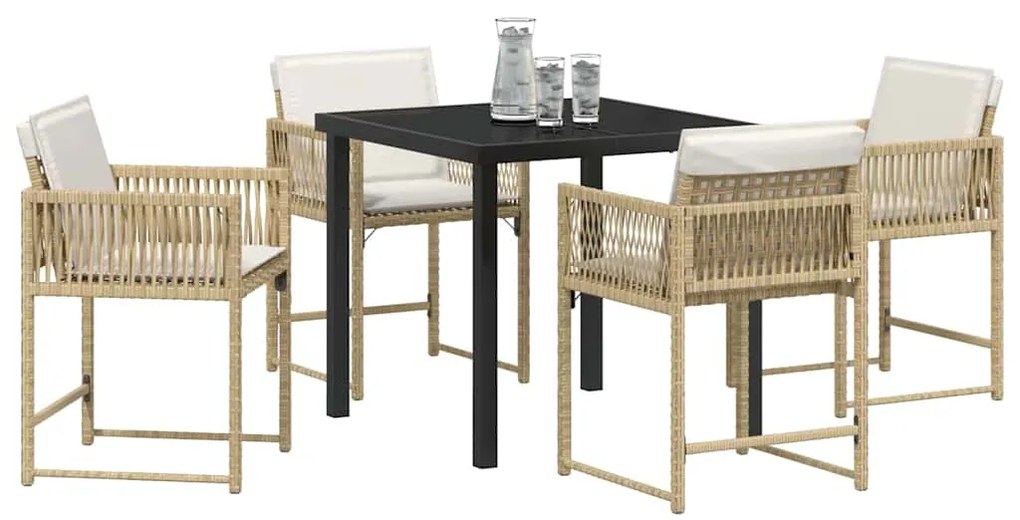 vidaXL Σέτ φαγητού για κήπο 5 pcs Μπεζ συνθετικό ρατάν