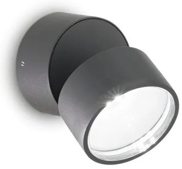 Απλίκα-Σποτ Φωτιστικό Τοίχου LED 7W Ανθρακί 3000K Φ9cm Omega 285450 Ideal Lux 285450