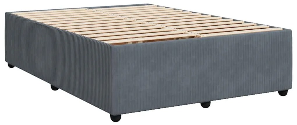 vidaXL Κρεβάτι Boxspring με Στρώμα Σκούρο Γκρι 140x190 εκ. Βελούδινο