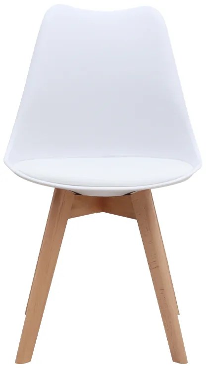 Καρέκλα τραπεζαρίας Viva Megapap PP - PU λευκό - ξύλινο φυσικό πόδι 48,5x54x80εκ.