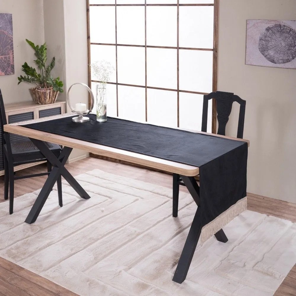 Τραβέρσα (Sari) Velvet 06 Black Teoran 65X200 Cotton-Acrylic