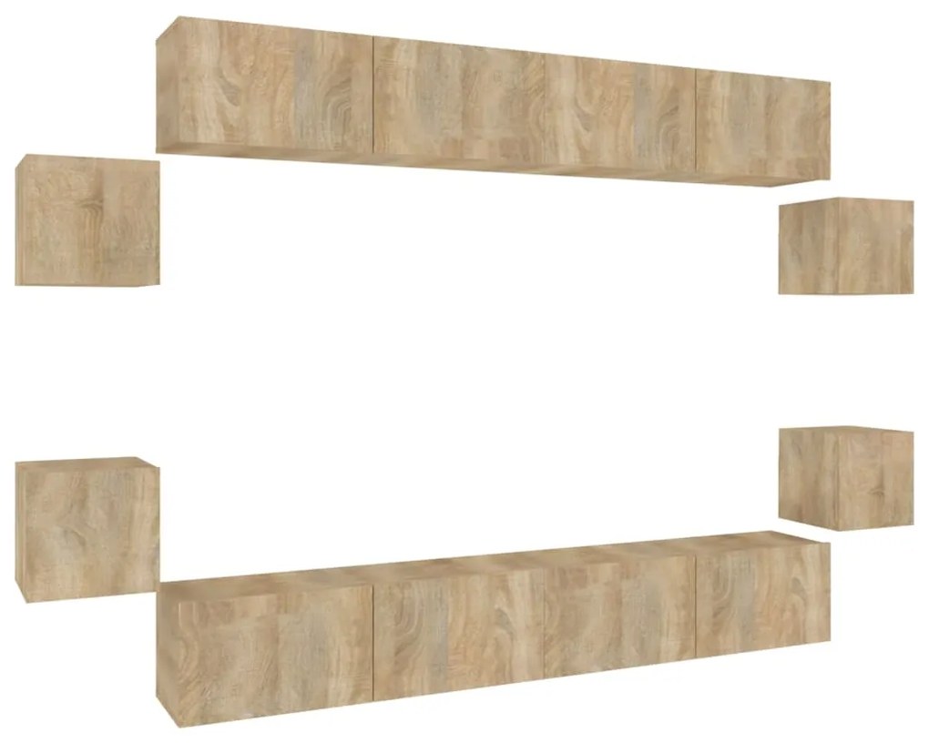 vidaXL Σετ Επίπλων Τηλεόρασης 8 Τεμαχίων Sonoma Δρυς Επεξ. Ξύλο