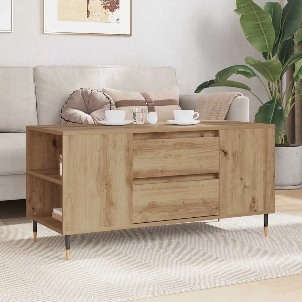 vidaXL Τραπεζάκι σαλονιού with Drawer artisan δρυς 102 x 44.5 x 50 εκ