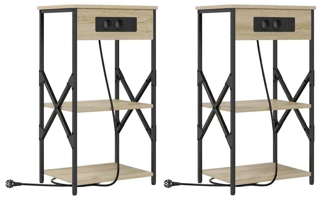 vidaXL Κομοδίνο 2 pcs Sonoma Δρυς 41 x 31 x 76 εκ. Επεξεργασμένο ξύλο