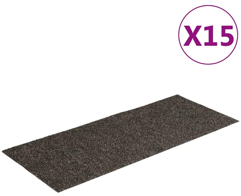 vidaXL Πατάκια Σκαλιών Αυτοκόλλητα 15 τεμ. Ανθρακί Ορθογώνια 60x25 εκ.