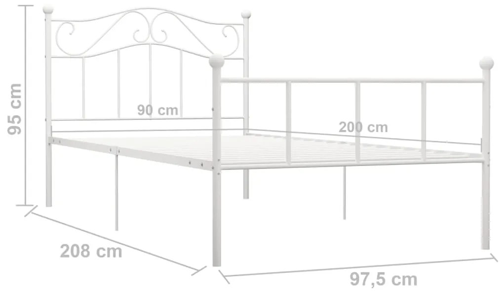 vidaXL Πλαίσιο Κρεβατιού Λευκό 90 x 200 εκ. Μεταλλικό