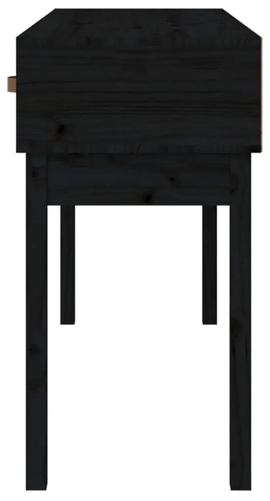 Τραπέζι Κονσόλα Μαύρος 114x40x75 εκ. από Μασίφ Ξύλο Πεύκου - Μαύρο