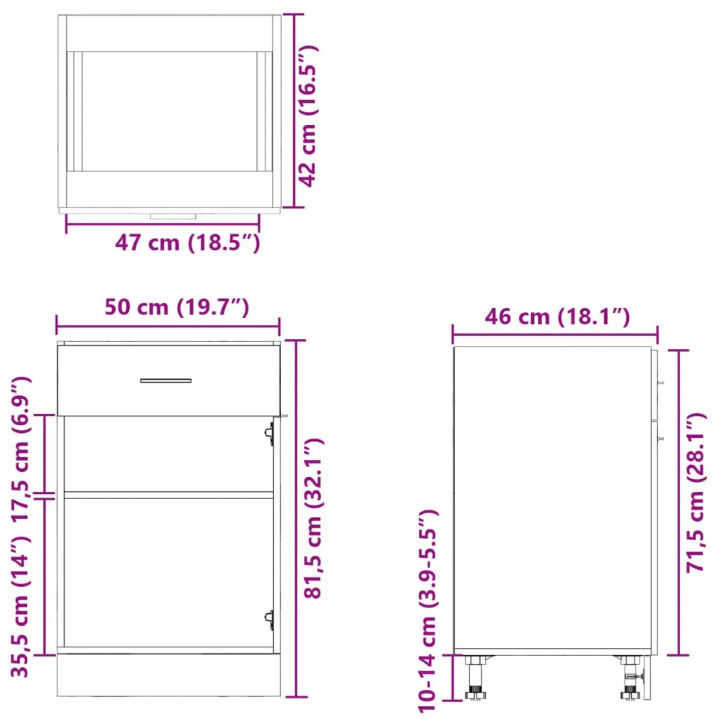 Ντουλάπι με Συρτάρι Sonoma Δρυς 50x46x81,5 εκ. Επεξ. Ξύλο - Καφέ