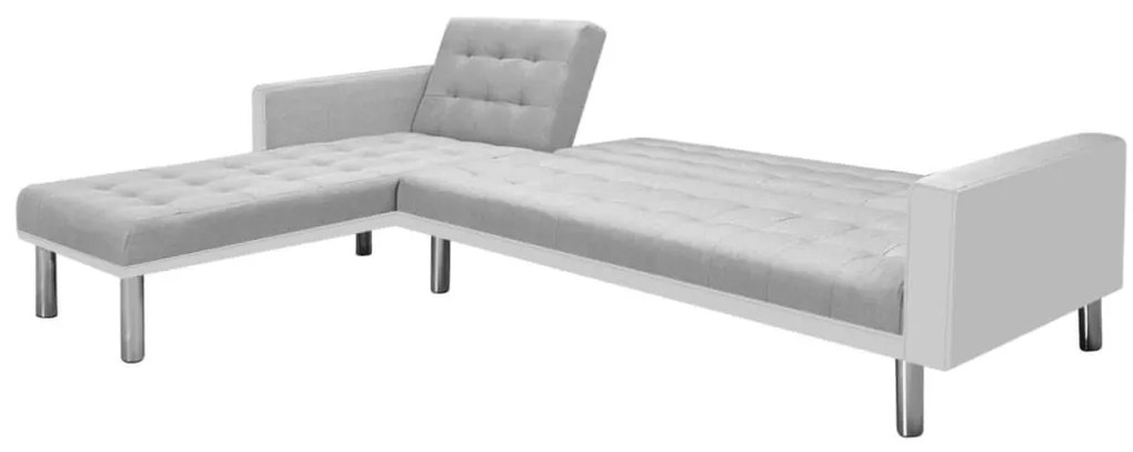 vidaXL Καναπές-Κρεβάτι Γωνιακός Λευκός/Γκρι 218x155x69 εκ. Υφασμάτινος