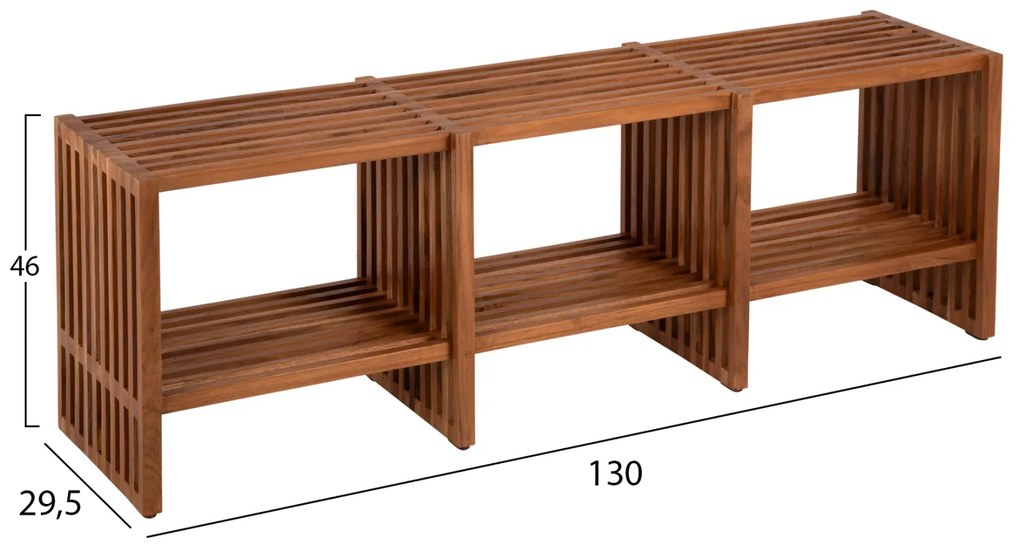 Κονσόλα Nya Μασίφ Ξύλο Teak Σε Φυσικό Χρώμα 130x29,5x46Υ Εκ.