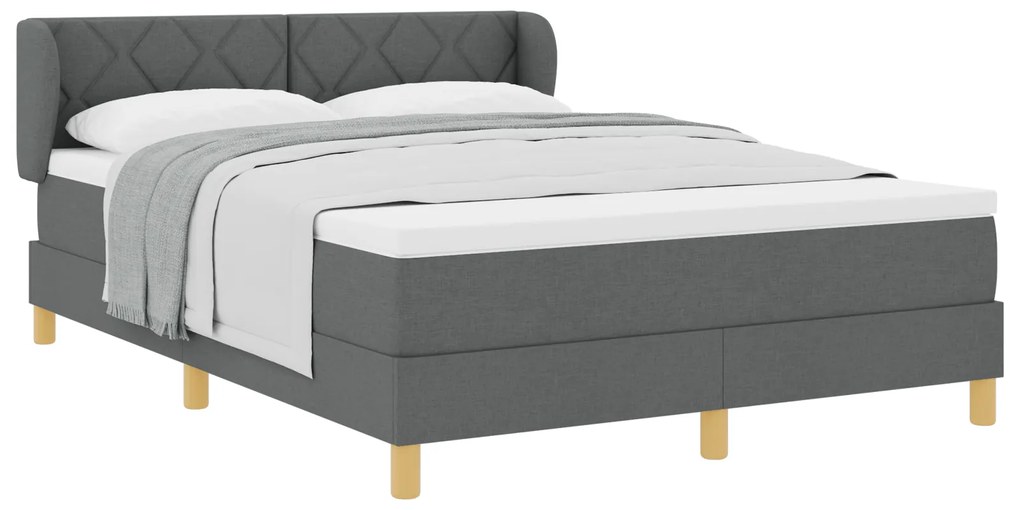 vidaXL Κρεβάτι Box Spring με Στρώμα - Σκούρο Γκρι, 160x200 εκ. Υφάσμα