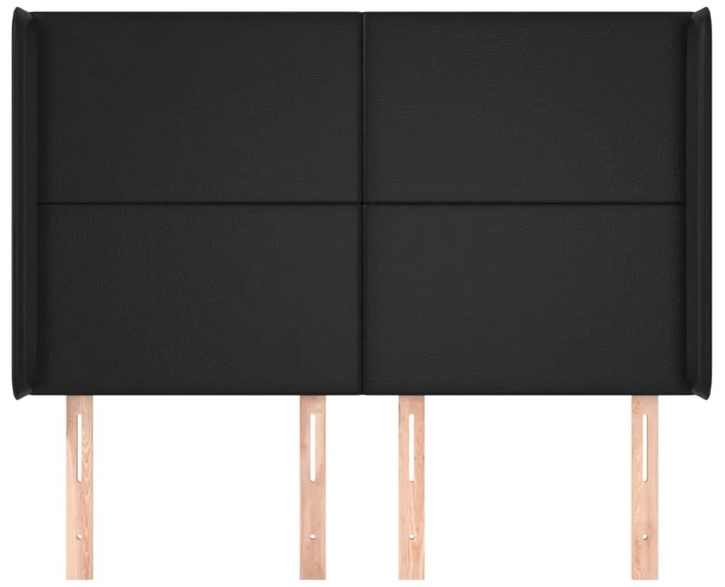 Κεφαλάρι με Πτερύγια Μαύρο 147x16x118/128 εκ. Συνθ. Δέρμα - Μαύρο