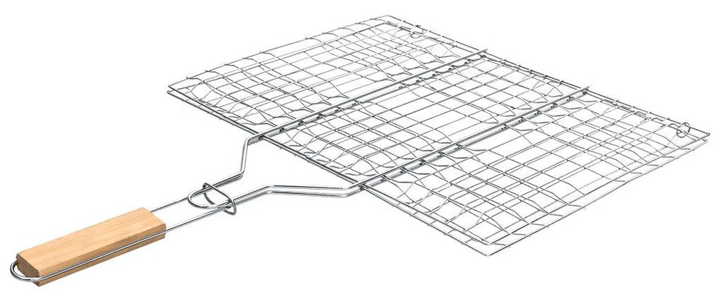 Σχαρα Ψησίματος Barbecue Μεταλλική 60X40cm Με Ξύλινη Λαβή - Estia