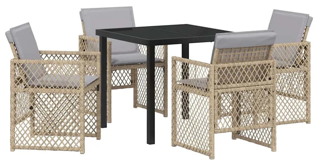 vidaXL Σέτ φαγητού για κήπο 5 pcs Μπεζ συνθετικό ρατάν
