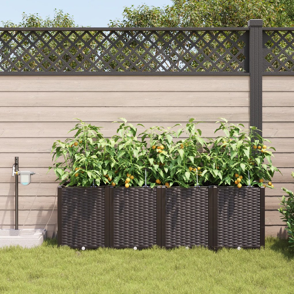 vidaXL Γλάστρες Κήπου 1 τεμ Καφέ 160 x 40 x 52 cm Πλαστικό