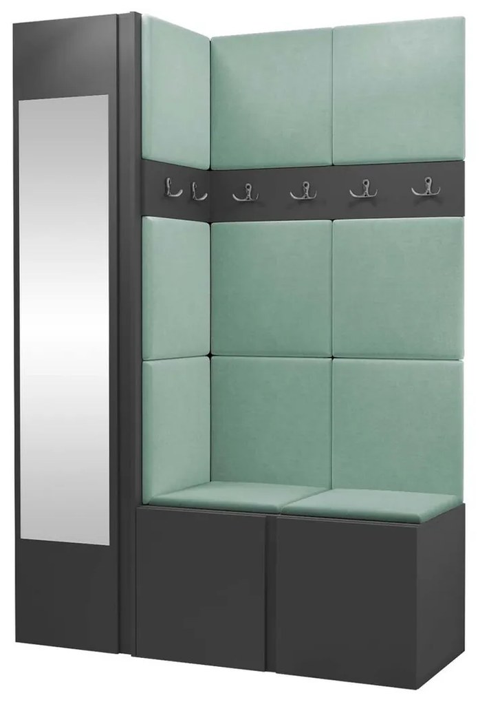 Σετ διαδρόμου Hartford 277, 186x124x46cm, 66 kg, Καθρέφτης, Γραφίτης, Πλαστικοποιημένη μοριοσανίδα, Ταπισερί, Εντοιχισμένη, Τοίχου | Epipla1.gr