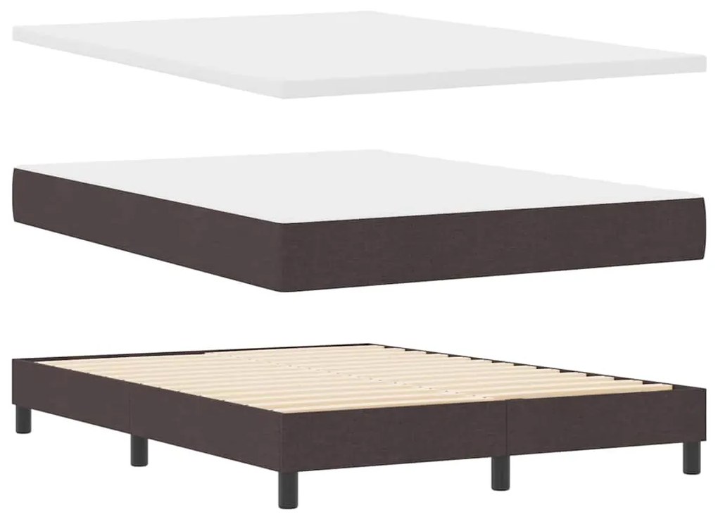 vidaXL Κρεβάτι box spring με στρώμα Σκούρο Καφέ 140 x 200 cm ύφασμα