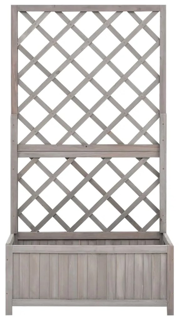 vidaXL Γλάστρα Κήπου με Καφασωτό Γκρι 70x30x135 εκ. Μασίφ Ξύλο Ελάτης