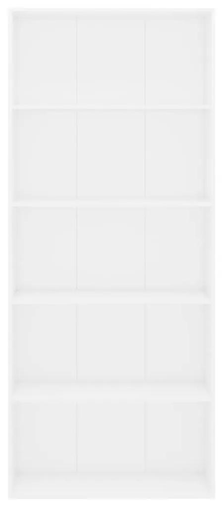 Βιβλιοθήκη με 5 Ράφια Λευκή 80 x 30 x 189 εκ. Μοριοσανίδα - Λευκό