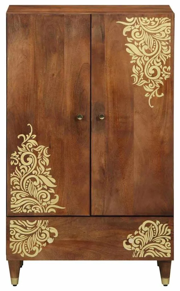 vidaXL Highboard με ράφι Καφέ 60 x 33.5 x 100 εκ. Μασίφ ξύλο μάνγκο